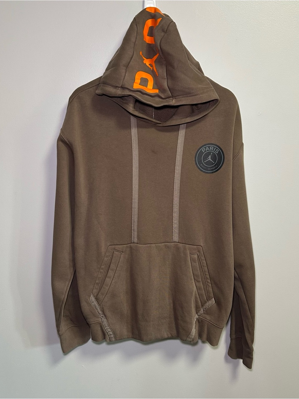 Jordan Brown Hoodie with Orange Logo Accents